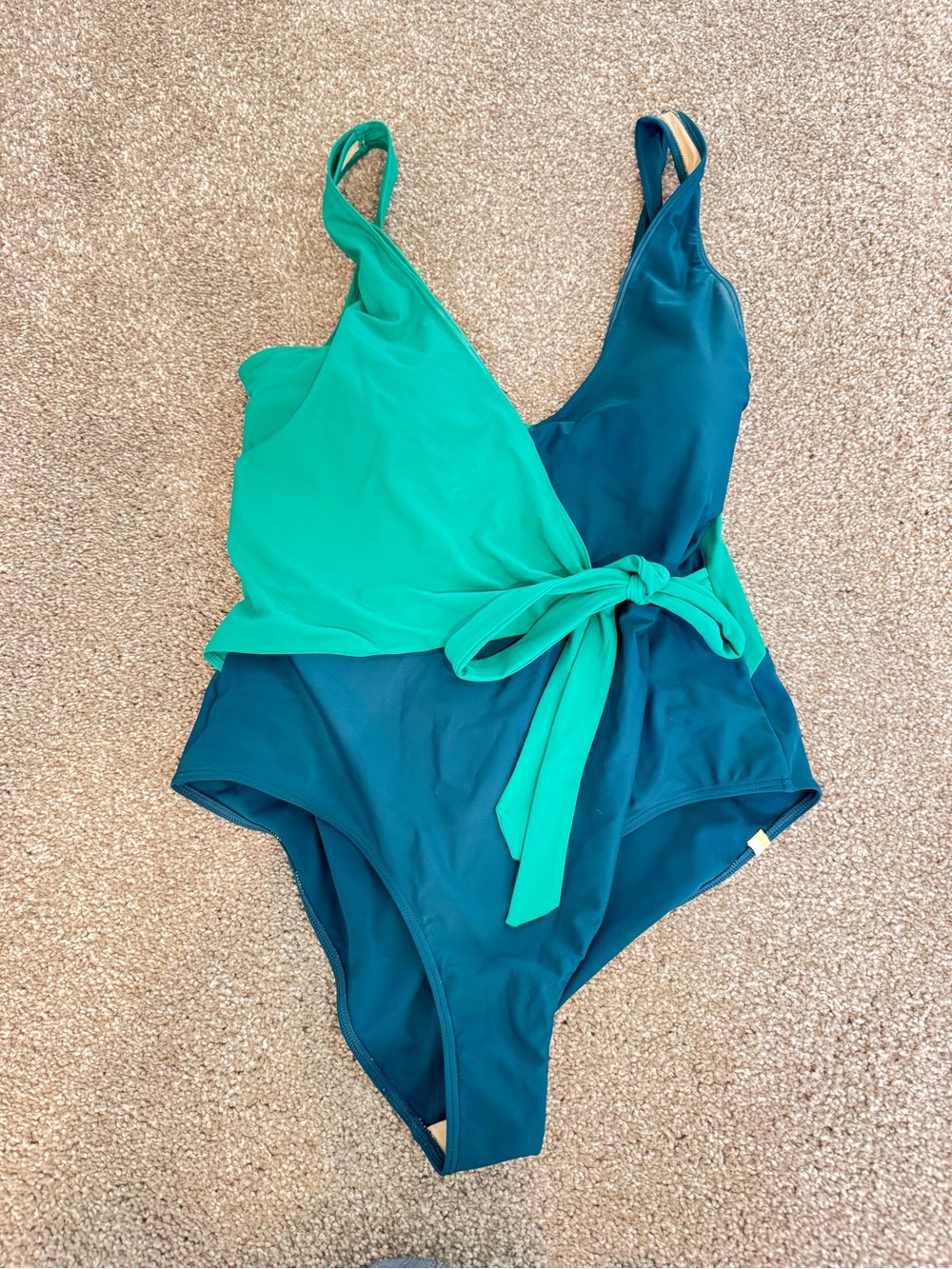 summersalt Two-Tone Teal/Turquoise Wrap Kids One-Piece Swimsuit